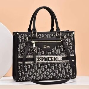 Dior Black and White Oblique Canvas Tote